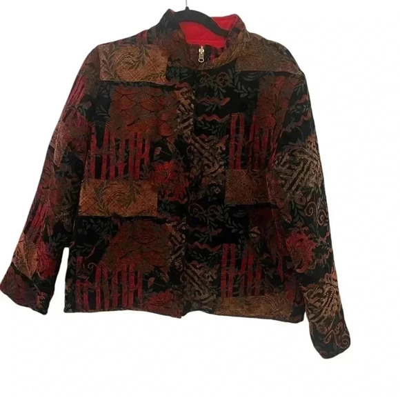 Chicos quilted jacket reversible tapestry jacket - Picture 2 of 14